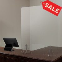 Flash Furniture BR-ASLF-3240-GG Acrylic Free-Standing Register Shield / Sneeze Guard, 32
